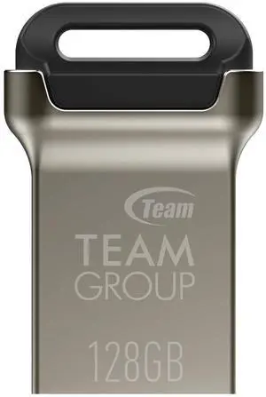 TEAMGROUP C162 128GB USB 3.2 Gen 1 USB 3.1/3.0 Mini Fits Metal Read 140MB/s Flash Thumb Drive External Data Storage Memory Stick Compatible with Computer/Laptop Black TC1623128GB01