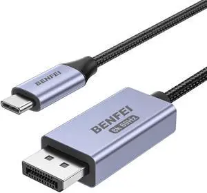 BENFEI Bidirectional USB C to DisplayPort 1.4 Cable 6FT, Support 8K@60Hz 4K@240Hz (Thunderbolt 4 to DisplayPort Cable) Grey - Not for Portable USB-C Monitor