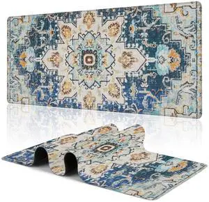 Uiaoiais Desk Mat,Bohemian Textile Rug Texture Mouse Pad,31.5"X15.7" Large Desk Pad with Stitched Edge Non-Slip Base Keyboard Big Mouse Pad for Office Home Work Gaming