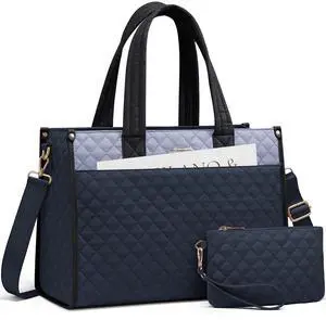 LOVEVOOK Laptop Tote Bag for Women,Canvas Work Tote Bag for Women with Clutch Purse,15.6 Inch Computer Briefcase Bag,Professional Teacher Business Office,Lightweight Shoulder Travel