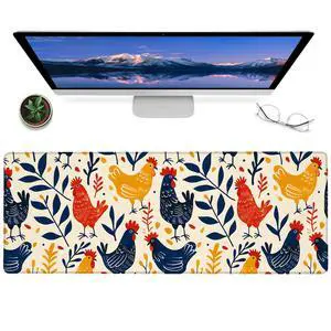 ainori Cute Chicken Gaming Mouse Pad,12x31.5in Non-Slip Rubber Rooster Desk Mat,Large Extended Mousepad for Office Home Laptop,Mice Pads Gifts,Game Lover Deskmat Decor (Colorful)
