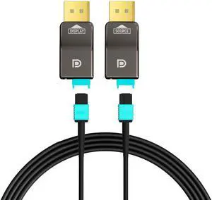 RUIPRO 8K Detachable Full Fiber Optic Armored DisplayPort Cable 1.4 65FT, 32.4 Gbps, Supports 8K@60Hz, 4K@144Hz, HDR, HDCP 2.2, FreeSync & G-Sync, Compatible with RTX 4090/3090 Ti/RX 7900 XTX