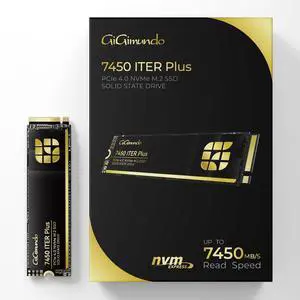 GiGimundo 7450 ITERPlus 2TB M.2 SSD, NVMe 2.0 2280 PCIe Gen4×4 Ultra High Speed, Max Read 7400MB/s, Write 5600MB/s, 3D NAND QLC Internal Solid State Drive Compatible with PS5 Pro