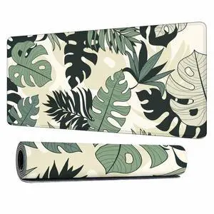 Y YIHANGBEST Tropical Palm Leaf Large Gaming Mouse Pad Linear Vintage Monstera Plant Summer Long Mousepad Keyboard Mat for Desk,Office,Home 35.4"X15.7"