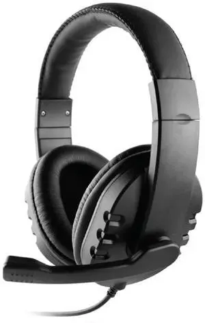 OTM Essentials Pro Stereo Headset, Wired Headphones, Noise-Canceling Microphone, in-Line Volume Control, Headset with Mic and USB, Quick Plug and Play, Black