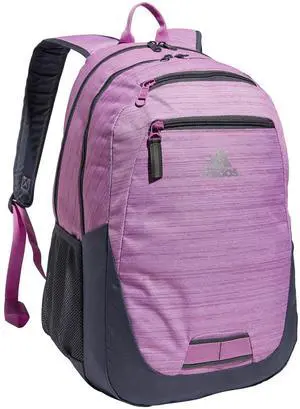 adidas Foundation Backpack for Laptop, Large Durable Athletic Gym Bag, Two Tone Bliss Lilac-Semi Pulse Lilac/Onix Grey/Silver Metallic, OSFA