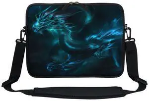 Meffort Inc 12 Inch Neoprene Laptop Sleeve Bag - Water Resistant, Hidden Handle, Adjustable Shoulder Strap, Dual Zipper, Fits Up to 11.6 - 12" Laptops - The Starring Night - Blue Dragon