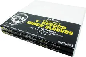 (100) Square Deal Recordings & Supplies 7" Record Inner Sleeves - High Density Polyethylene - Heavy Duty 3 mil - #07IH03