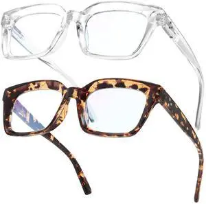 IBOANN Oversized Blue Light Glasses for Woman, Funky Fashion Glasses With Preppy Look, Reduce Screen Fatigue Computer Glasses