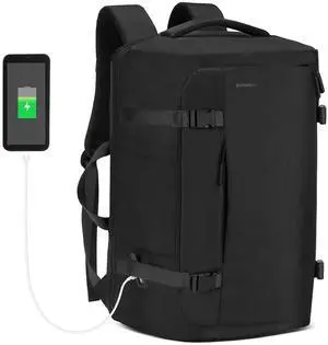 SUIKIHUM 40L Travel Backpack, TSA Friendly Flight Approved Carry on Backpack for Men Women, Fits 17.3 Inch Laptop with USB-A&C Ports, Weekender Bag, Black