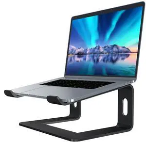 SOUNDANCE Laptop Stand, Aluminum Computer Riser, Ergonomic Laptops Elevator for Desk, Metal Holder Compatible with 10 to 15.6 Inches Notebook Computer, Black