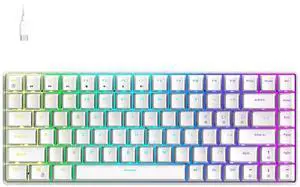 FOXXRAY HKM-S93 Wired Mechanical Gaming Keyboard, Compact 75% Small Size Keyboard for PC, 84 Keys Hot-Swappable Blue Switch, RGB Backlit with Customizable Keys, Double Shot Keycaps (White)