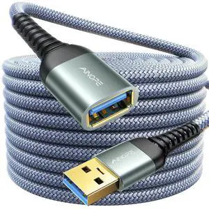 AINOPE USB Extension Cable,USB Extender,USB 3.0 Extension Cable, Male to Female Cord High Data Transfer Compatible with Webcam,Keyboard,Flash Drive,Hard Drive,Printer,16FT,Grey