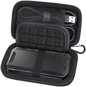 Lacdo Hard Drive Carrying Case for SanDisk Professional PRO-G40 SSD 1TB 2TB 4TB USB-C External Solid State Drives EVA Shockproof Water Repellent Storage Travel Bag, Black+Black