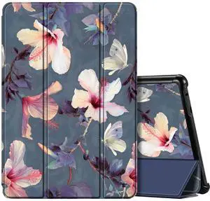 Fintie Slim Case for All-New Fire HD 10 Tablet (13th Generation, 2023 Release) - Trifold Lightweight Hard Shell Stand Cover with Auto Wake/Sleep, Blooming Hibiscus