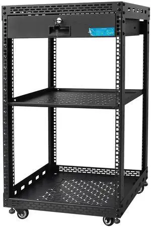 OCEANHUG 16U Server Rack Cabinet with Drawer & Full Size Rack Shelf - Integrated Top/Bottom Panels, 4 Rolling Wheels for 19" Equipment & Home Lab Studio