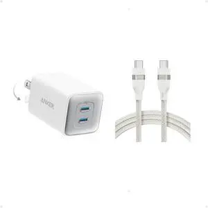 Anker 240W 6 ft Upcycled-Braided USB C to USB C Cord, 47W USB C Charger (Nano 3), 2 Port Compact Foldable GaN Fast Charger