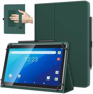 TiMOVO Universal Case for 10.1 Inch Android Tablet with Pen Loop, Lightweight Folding Stand Cover with Hand Strap for All 9.6"-11" Touchscreen Tablet, Midnight Green