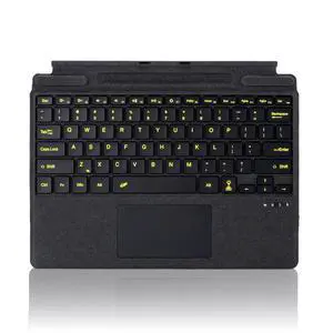 Type Cover for Microsoft Surface Pro 11 Pro 10 Pro 9 Pro 8 Pro X, 13 inch, Ultra-Slim Bluetooth Keyboard with Multi-Touchpad Mouse Rechargeable, 7-Color LED Backlit (Black with Backlit)