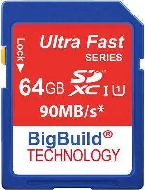 BigBuild Technology 64GB Ultra Fast 90MB/s Memory Card for Leica C Lux, D Lux, D Lux 7, M10 D, M10 P, Q P, Q2 Camera, Class 10 SDXC