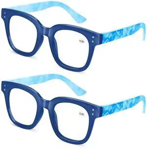 MIZZEO Reading Glasses Women, 2 Pcs Blue Light Blocking Glasses Oprah Style Stylish Designer Fashion Computer Readers