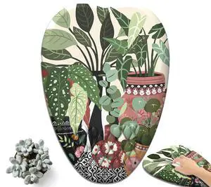 Heart-Shaped Design Wrist Rest for Vintage Plants Mouse Pads Boho White Flowers Mouse pad for Women Ergonomic Gaming Mousepad with Wrist Support, Quality Milk Silk FabricAnti-Slip PU Base