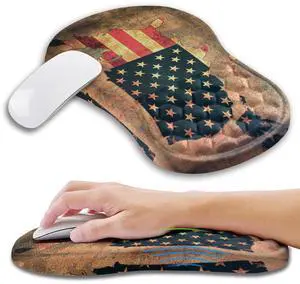 Kuosgm Ergonomic Mouse Pad Wrist Support with Memory Foam Massage Bulge, Carpal Tunnel Pain Relief Mousepad Wrist Rest for Mouse(12x8 inch, USA Flag Map)