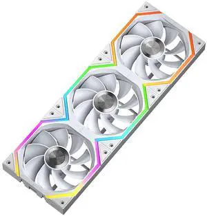 Jungle Leopard Galaxy 120mm PC Reverse Blade Case Fans, ARGB and PWM Cooling Fan PC, Axle Core Double Ring CD Pattern Module Computer Fans, Daisy-Chain 5V RGB Fan (White 3 Pack)