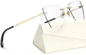 ANYLUV Rimless Cat Eye Blue Light Glasses Woman, Stylish Lightweight Metal Blue Light Blocking Glasses for Anti Eyestrain