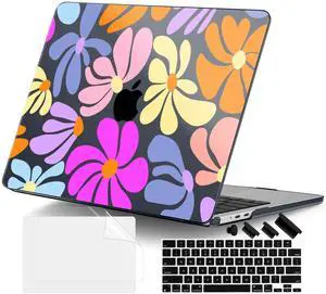 DONGKE for M4 MacBook Air 13.6 Inch Case 2025 2024 2023 2022 Model A3240 A3113 A2681 M3 M2 Chip, Plastic Hard Shell Case Cover with Touch ID for MacBook Air 13 Inch M4 - Retro Flowers