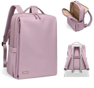 Stylish Laptop Backpack for Women Airline Approved Perfect for Work College and Travel Multi-Functional Casual Daypack Fits 14 Inch Notebook (Pinkish Purple)