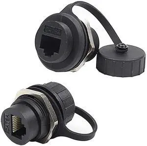 PENGLIN 2Pack Waterproof RJ45 Shielded Panel Mount Coupler, CAT6A Ethernet LAN Pass Through Connector, IP67 Female to Female Bulkhead Extension Interface Adapter
