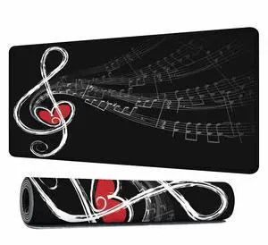 Y YIHANGBEST Treble Love Heart and Music Notes Mouse Pad XL Gaming Mouse Keyboart Mat for Desk,Computer,Office,Home 35.4"X15.7"