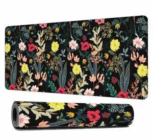 Y YIHANGBEST Floral Design Mouse Pad Vintage Botanical Garden Spring Flowers Blooming Keyboard Mat Large Gaming Mousepad for Desk,Office,Bed 35.4"X15.7"