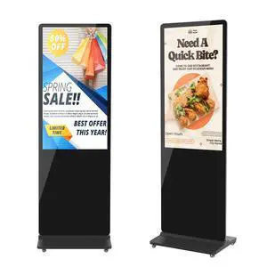 QIXZOCV MWE 43 Inch Digital Signage Displays, 4K LCD Screen Indoor Floor Standing Advertising Kiosk, Android System Commercial Totem with Custom Service, Vertical Poster with Auto Media Player-Black