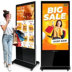 AYSTekMann 65 inch Digital Signage Displays, 4K LCD Capacitive Touch Screen Floor Standing Digital Signage Player, Indoor Digital Adverstising Kiosks with HDMI Input, Android 11(4+64GB)