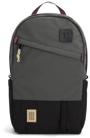 Topo Designs Daypack Classic  OG Daily Carry Pack Designed in Denver, Functional Travel Bag, Made from Recycled Nylon, 2 Padded Laptop Sleeves, 21L (Asphalt/Black)