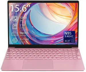 Auusda 15.6" Laptop Computer Notebook, 32GB RAM, 1TB NVMe SSD, 4-Core N95 Processor, FHD Display, Backlit Keyboard, Fingerprint, Webcam, Bluetooth, WiFi, Win 11 Pro, 10TB Upgradeable; T152A, Pink Auusda 15.6" Laptop Computer Notebook, 32GB RAM, 1TB NVMe SSD, 4-Core N95 Processor, FHD Display, Backlit Keyboard, Fingerprint, Webcam, Bluetooth, WiFi, Win 11 Pro, 10TB Upgradeable; T152A, Pink