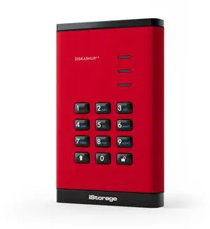 iStorage diskAshur3 SSD 512GB Red - Secure Portable Solid State Drive - Password Protected - Dust & Water Resistant - Hardware Encryption