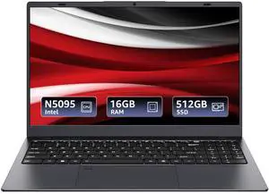 BiTECOOL 15.6" - N5095 Quad-Core, 16GB RAM 512GB SSD, FHD IPS Display, Dual-Band WiFi 2.4/5GHz, Bluetooth 4.2, Backlit Keyboard & Fingerprint