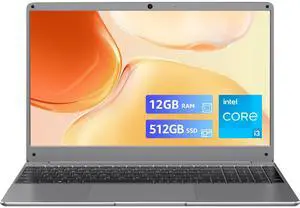 BiTECOOL 15.6" Laptop, Core i3-5005U, 12GB RAM, 512GB SSD, FHD IPS Display, 2.4G/5G WiFi, BT5.0, RJ45, Webcam, Long Battery Life - for Work, Study, and Entertainment