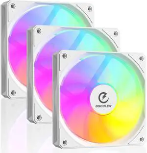 GSCOLER FA120W ARGB PC Fans 3 Pack, Silent 120mm Computer Case Fans with PWM Smart Speed Control & Daisy-Chain Design, 58.06 CFM High Airflow Cooling for Gaming PC, CPU Cooler, Radiator, Chassis