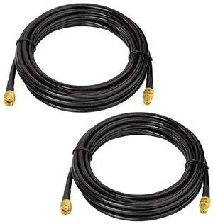 CORONIR 5M 16ft Cable RP-SMA RG58 Coaxial Extension Cable Male to Female Connector for Wireless LAN Router Bridge & Other External Antenna Equipment-NOT for TV-2Pack
