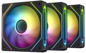 DARKROCK F120 3in1 120mm Infinite Mirror Design Case Fans with 24 LED Lights PWM Control & ARGB Effect, Hydraulic HDB Bearing for Low-Noise Operation - Suitable for Most PC Cooling Systems - Black