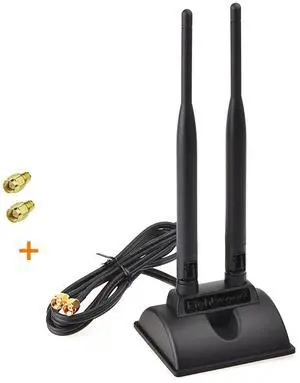 Eightwood 2.4GHz 5GHz Dual Band WiFi Antenna RP-SMA Male Connector with SMA Male Adapter (2-Pack) for PCI-E WiFi Network Card USB WiFi Adapter Wireless Router