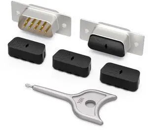 WXZRLIU 20Pcs DB9 Connector Lock with 1KeysSerial Rs232 Vga Port Blocker, Db9 Blocker,for PC Graphics Card Interface Dust Male Plug Protective CoverBlack