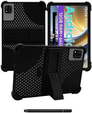 for aiprotablet A30T/COLORROOM A30 Tablet 10 inch Tablet Case,BOVUGAC Soft Silicone Adjustable Stand Shockproof Kids Friendly for aiprotablet A30 Tablet(Black)
