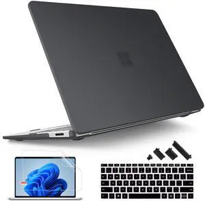 Tuiklol Slim Case for 13.8 inch Microsoft Surface Laptop 7th Edition 2024 for 13.8 Laptop Model: 2036 with Plastic Hard Shell Case + Dust Plug + Screen Protector + Keyboard Cover, Matte Black