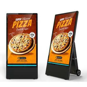 SIOXCFZ 43 inch Rechargeable Portable Outdoor Digital Signage Displays, 2K FHD, IP55 Waterproof, Smart LCD Split Screen, Brightness Auto-Adjustment Movable Advertising Kiosk with Android OS