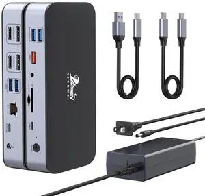 DisplayLink Docking Station,15-in-1 DisplayLink Dock for MacBook M1/M1 and Windows,2 HDMI Port,2 DP Port, 120W DC Power Supply,6 USB Ports,2.5G Gigabit Ethernet, SD/Micro sd,Audio